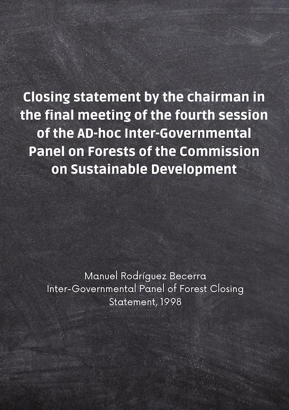 Closing statement by the chairman in the final meeting of the fourth session of the AD-hoc Inter-Governmental Panel on Forests of the Commission on Sustainable Development