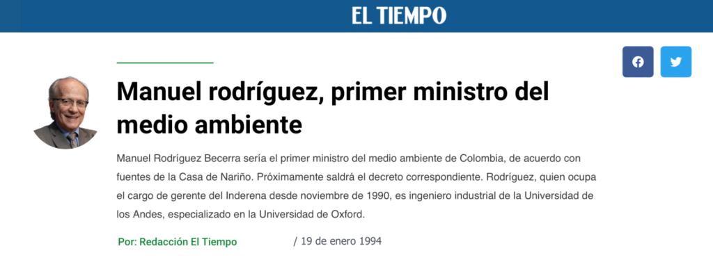 Artículo | Manuel Rodriguez Becerra, primer ministro de ambiente