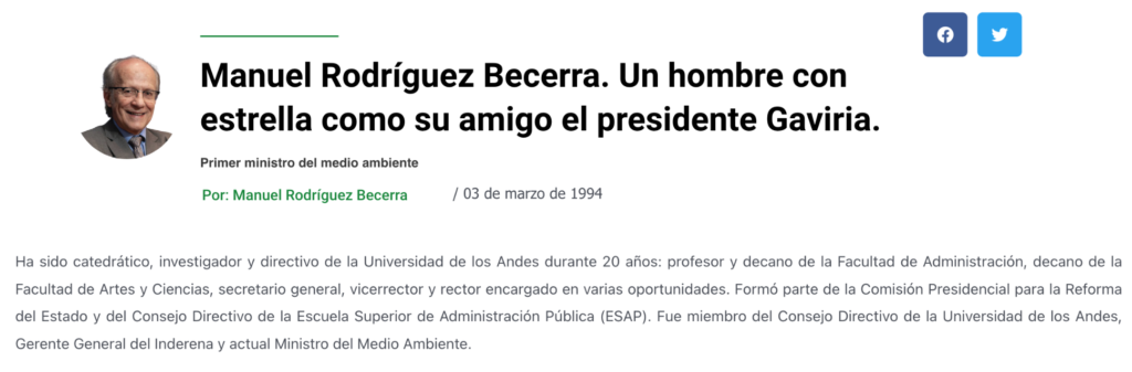 Artículo | Manuel Rodríguez Becerra. Un hombre con estrella como su amigo el presidente Gaviria